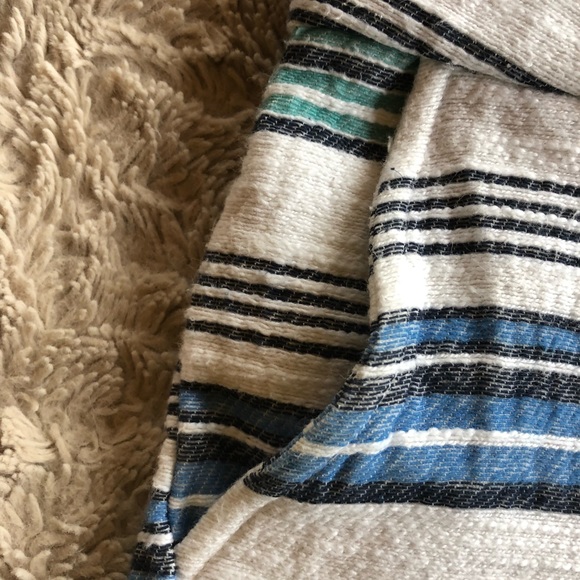 MONROW White and Blue Cotton Lace Up striped shorts - Picture 5 of 6